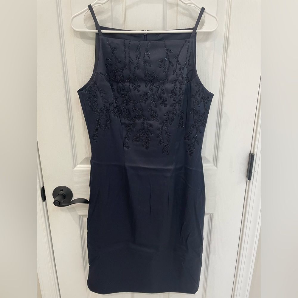 CDC Vintage Beaded Navy Knee Length Dress Women’s Size 8 - Picture 2 of 9
